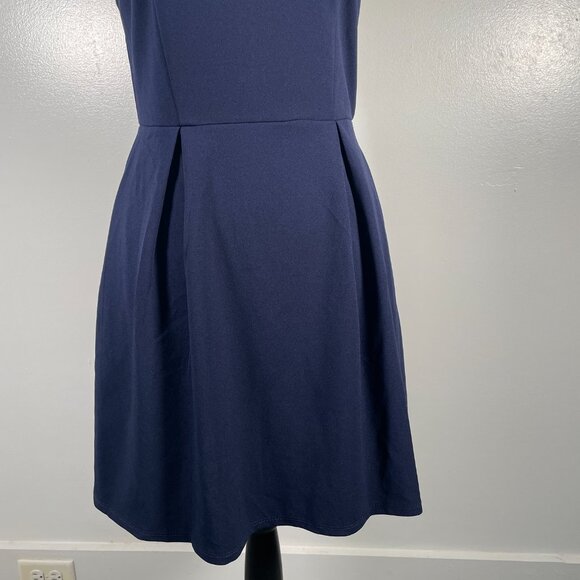 Speechless Navy Blue Crew Neck Lace Shoulder Sleeveless Fit & Flare Dress M - Picture 5 of 16